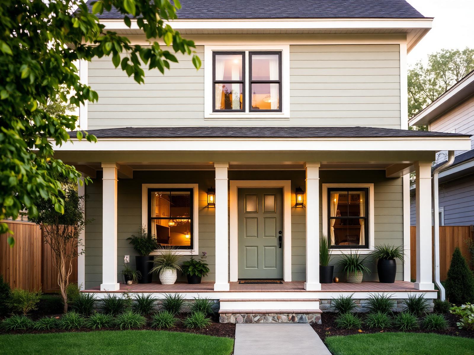 Warm craftsman home at golden hour